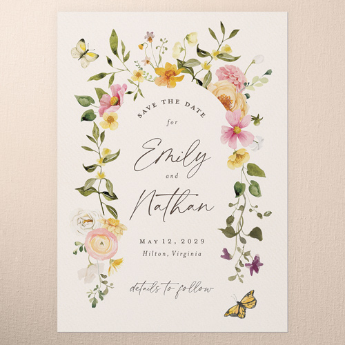 Floral Embrace Save The Date, Beige, 5x7 Flat, Luxe Double-Thick Cardstock, Square, Beige