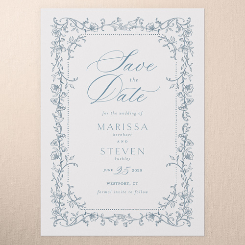 Framed Fantasy Save The Date, Blue, 5x7 Flat, 100% Recycled Cardstock , Square, Marine Layer