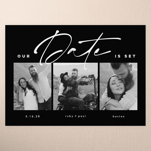 Dignified Date Save The Date, Black, 5x7 Flat, Luxe Double-Thick Cardstock, Square, Black