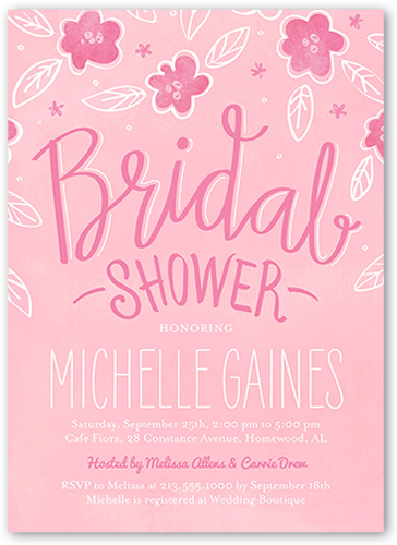 Sweet Blooming Bride Bridal Shower Invitation, Pink, Luxe Double-Thick Cardstock, Square