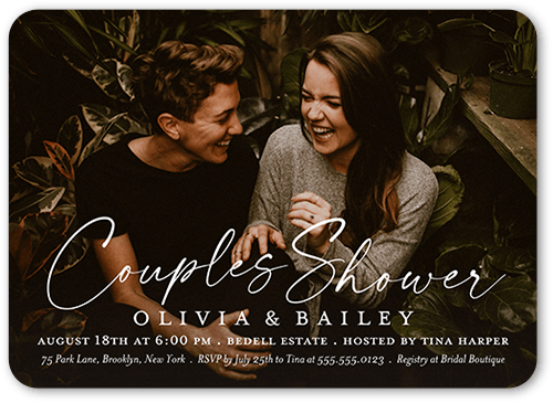 Couples Shower Bridal Shower Invitation, White, 5x7, Matte, Signature Smooth Cardstock, Rounded