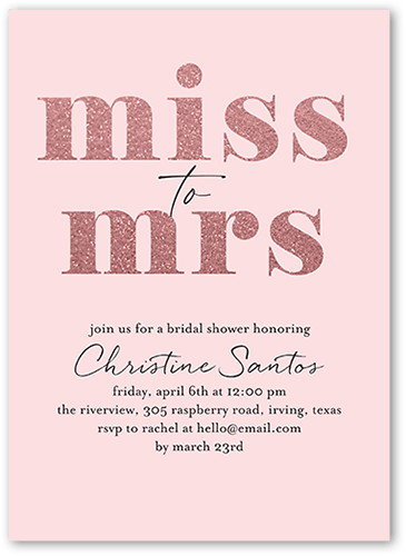 One To The Other Bridal Shower Invitation, Pink, 5x7, Standard Smooth Cardstock, Square