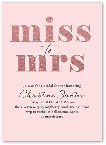 One To The Other Bridal Shower Invitation, Pink, 5x7 Flat, Matte, Signature Smooth Cardstock, Square, Blush