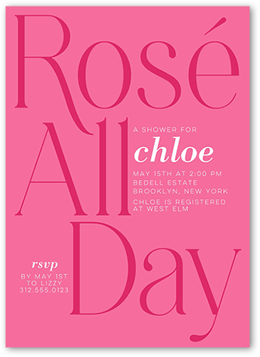 Bridal All Day Bridal Shower Invitation, Pink, 5x7 Flat, Pearl Shimmer Cardstock, Square