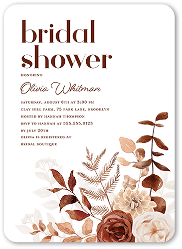 Autumn Colors Bridal Shower Invitation, White, none, 5x7 Flat, Standard Smooth Cardstock, Rounded