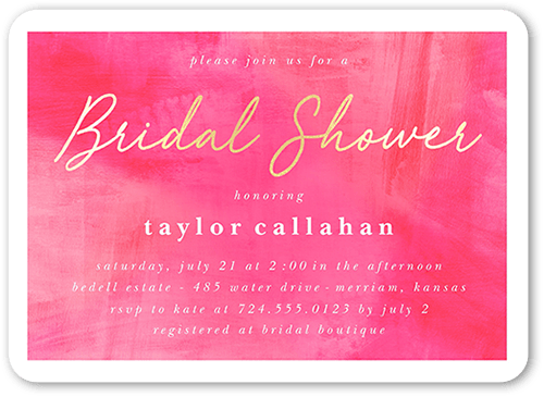 Brushed Bold Color Bridal Shower Invitation, Rounded Corners