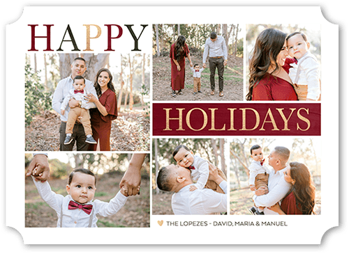 Elegant Gallery Holiday Card, Red, 5x7 Flat, Holiday, Pearl Shimmer Cardstock, Ticket