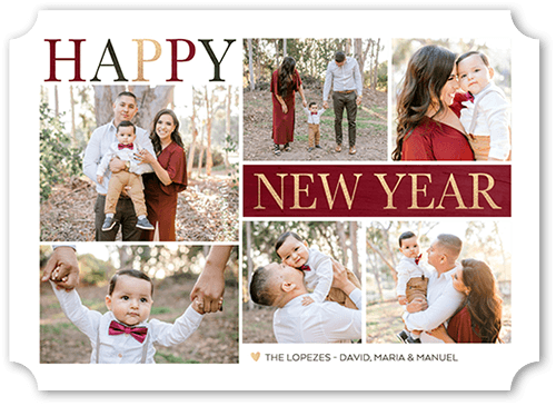 Elegant Gallery Holiday Card, Red, 5x7 Flat, New Year, Matte, Signature Smooth Cardstock, Ticket
