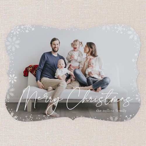 Gently Frosted Frame Holiday Card, White, 5x7 Flat, Christmas, Matte, Signature Smooth Cardstock, Bracket