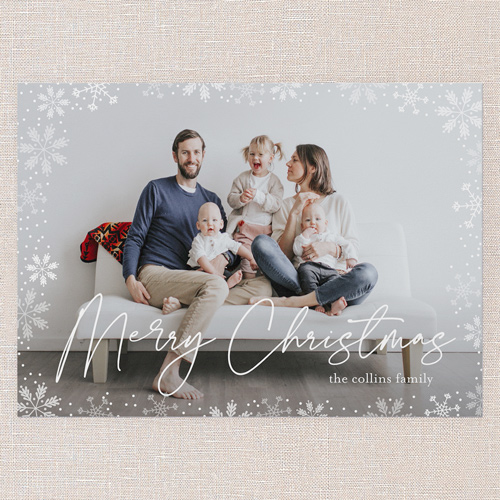 Gently Frosted Frame Holiday Card, White, 5x7 Flat, Christmas, Standard Smooth Cardstock, Square