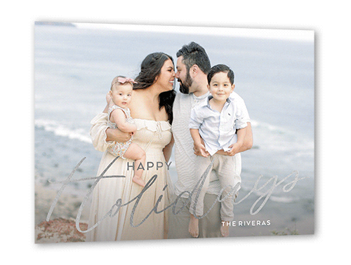 Fulgent Festivities Holiday Card, Silver Foil, Gray, 5x7, Holiday, Pearl Shimmer Cardstock, Square