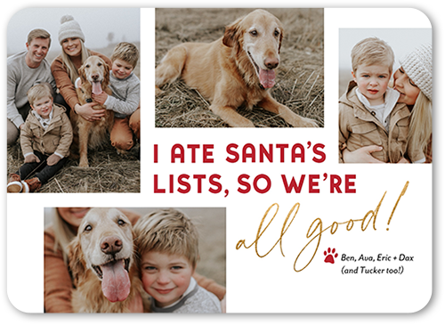 Doggie Delivery Holiday Card, White, 5x7, Christmas, Pearl Shimmer Cardstock, Rounded