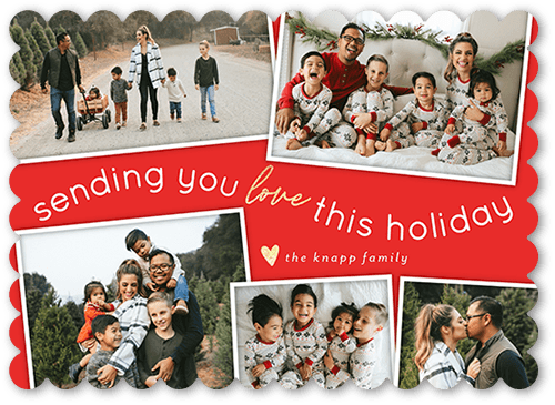 Bending with Love Holiday Card, Red, 5x7 Flat, Holiday, Matte, Signature Smooth Cardstock, Scallop