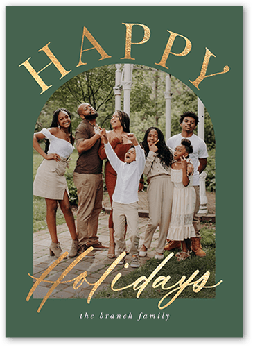 Arched Greetings Holiday Card, Green, 5x7 Flat, Holiday, Standard Smooth Cardstock, Square