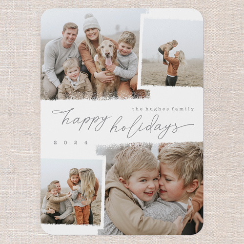 Snowy Scrapbook Holiday Card, White, 5x7 Flat, Holiday, Standard Smooth Cardstock, Rounded