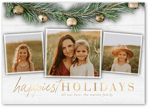 Garland Bells Holiday Card, White, 5x7 Flat, Holiday, Luxe Double-Thick Cardstock, Square
