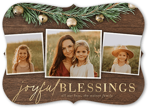 Garland Bells Holiday Card, Brown, 5x7 Flat, Religious, Pearl Shimmer Cardstock, Bracket