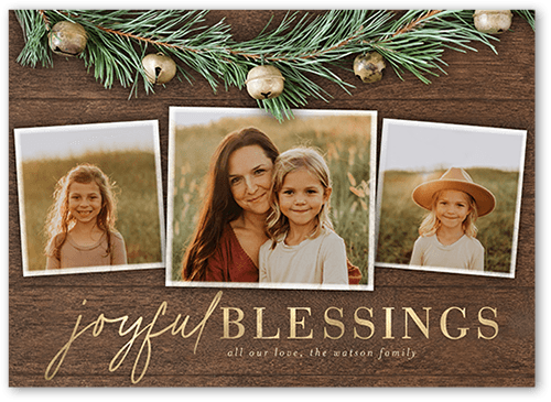 Garland Bells Holiday Card, Brown, 5x7 Flat, Religious, 100% Recycled Cardstock , Square