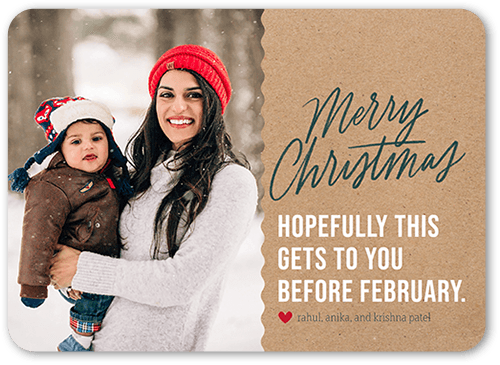 Funny Frame Holiday Card, Beige, 5x7 Flat, Christmas, Pearl Shimmer Cardstock, Rounded, Tan