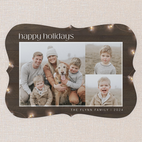 Xmas Lights Holiday Card, Brown, 5x7 Flat, Holiday, Pearl Shimmer Cardstock, Bracket
