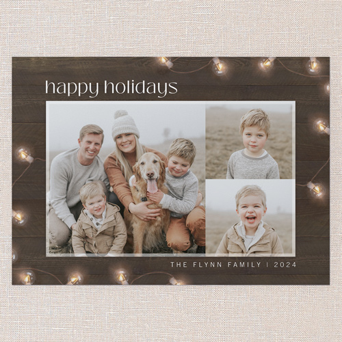Xmas Lights Holiday Card, Brown, 5x7 Flat, Holiday, Pearl Shimmer Cardstock, Square