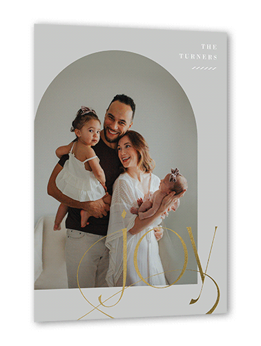 Deco Joy Holiday Card, Grey, Gold Foil, 5x7 Flat, Holiday, Luxe Double-Thick Cardstock, Square, Smoke