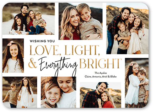 Everything Bright Holiday Card, White, 5x7 Flat, Holiday, Standard Smooth Cardstock, Rounded