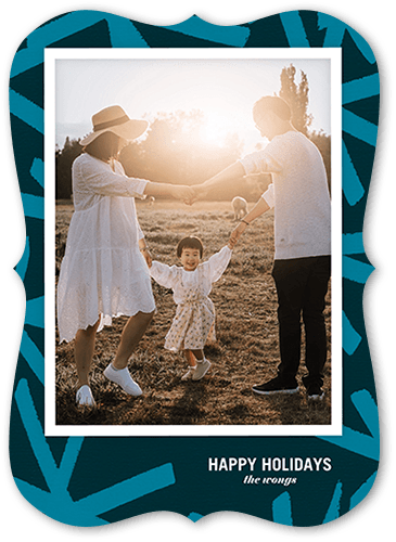 Editable Fun Holiday Card, Blue, 5x7 Flat, Holiday, Pearl Shimmer Cardstock, Bracket, White