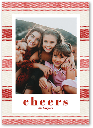 Fabric Background Holiday Card, Red, 5x7 Flat, Holiday, Standard Smooth Cardstock, Square
