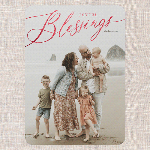 Foil Holiday Header Holiday Card, White, Red Foil, 5x7 Flat, Religious, Matte, Signature Smooth Cardstock, Rounded, White