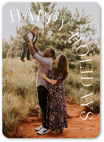 Unique Arch Sentiment Holiday Card, White, 5x7 Flat, Holiday, Pearl Shimmer Cardstock, Rounded, White