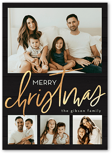 Beautiful Family Holiday Card, Black, 5x7 Flat, Christmas, Pearl Shimmer Cardstock, Square