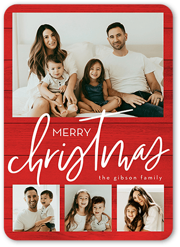 Beautiful Family Holiday Card, Red, 5x7 Flat, Christmas, Standard Smooth Cardstock, Rounded