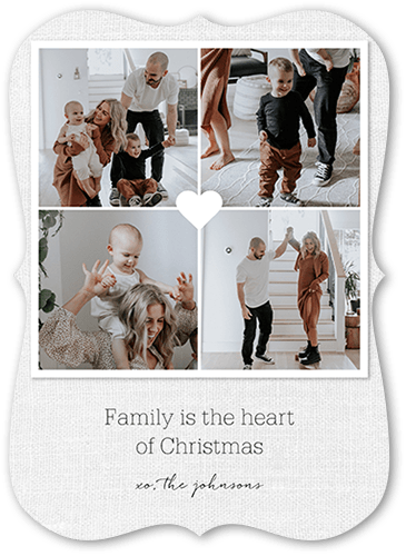 Family Fabric Holiday Card, White, 5x7 Flat, Christmas, Pearl Shimmer Cardstock, Bracket