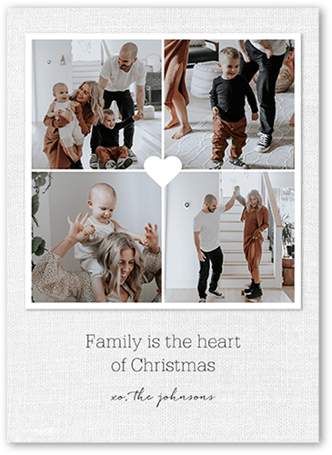 Family Fabric Holiday Card, White, 5x7 Flat, Christmas, Luxe Double-Thick Cardstock, Square
