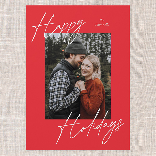 Diagonal Greeting Holiday Card, Blue, none, 5x7 Flat, Holiday, Pearl Shimmer Cardstock, Square, Sky