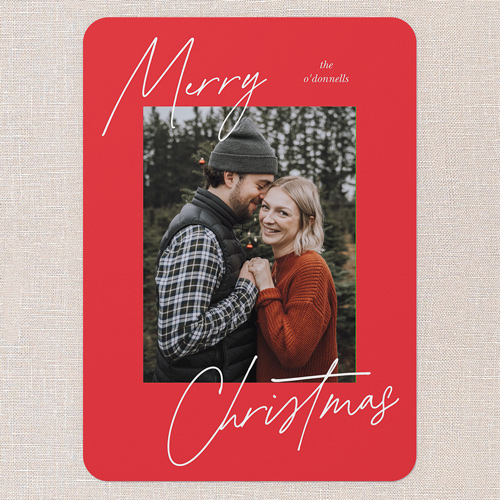 Diagonal Greeting Holiday Card, none, Blue, 5x7 Flat, Christmas, 100% Recycled Cardstock , Rounded, Sky