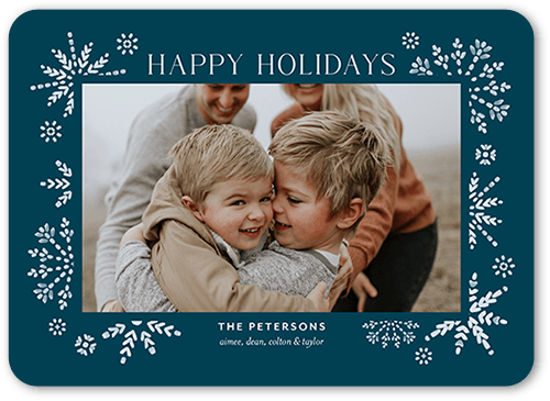 Editable Snowflake Frame Holiday Card, Rounded Corners