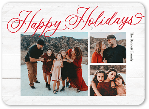 Festive Family Love Holiday Card, White, 5x7 Flat, Holiday, Pearl Shimmer Cardstock, Rounded