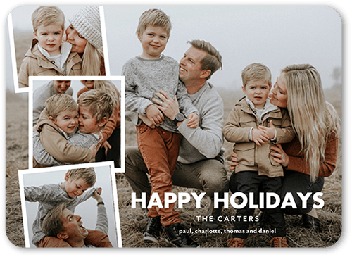 Joyful Holiday Collage Holiday Card, White, 5x7 Flat, Write Your Own Greeting, Standard Smooth Cardstock, Rounded