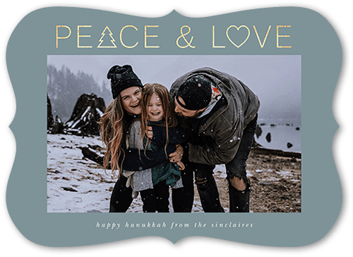 Peace Love Icons Holiday Card, Blue, 5x7 Flat, Holiday, Pearl Shimmer Cardstock, Bracket