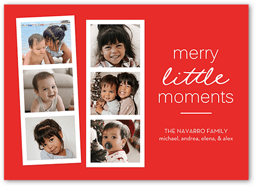 Photo Booth Holiday Card, Red, 5x7 Flat, Christmas, Pearl Shimmer Cardstock, Square