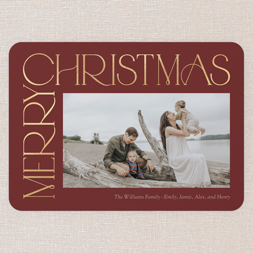 Side Serifs Holiday Card, Red, 5x7 Flat, Christmas, Matte, Signature Smooth Cardstock, Rounded, Velvet