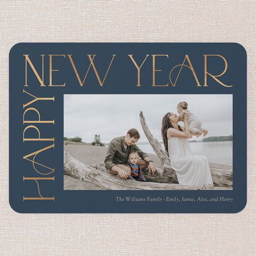 Side Serifs Holiday Card, Blue, 5x7 Flat, New Year, Matte, Signature Smooth Cardstock, Rounded, Deep Sea