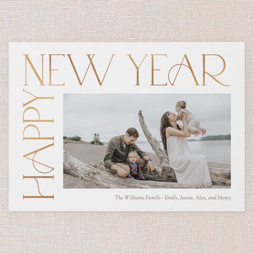 Side Serifs Holiday Card, White, 5x7 Flat, New Year, Matte, Signature Smooth Cardstock, Square