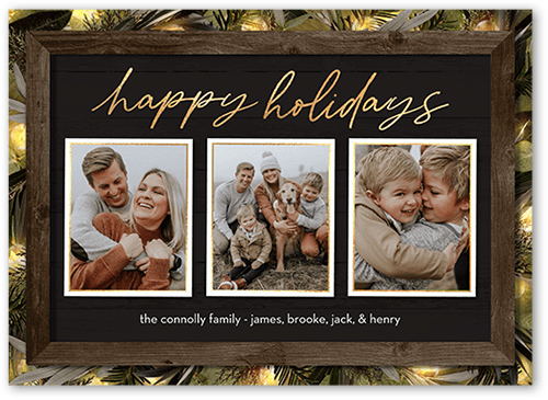 Rustic Evergreen Lights Holiday Card, Grey, 5x7 Flat, Holiday, Matte, Signature Smooth Cardstock, Square