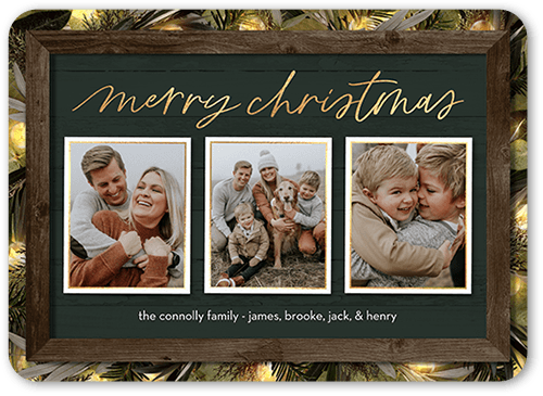 Rustic Evergreen Lights Holiday Card, Green, 5x7 Flat, Christmas, Matte, Signature Smooth Cardstock, Rounded