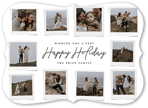 Polaroid Spread Holiday Card, White, 5x7 Flat, Holiday, Pearl Shimmer Cardstock, Bracket