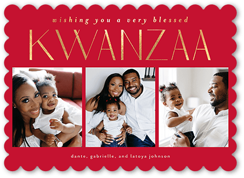 Pretty Simple Holiday Card, Red, 5x7 Flat, Kwanzaa, Matte, Signature Smooth Cardstock, Scallop