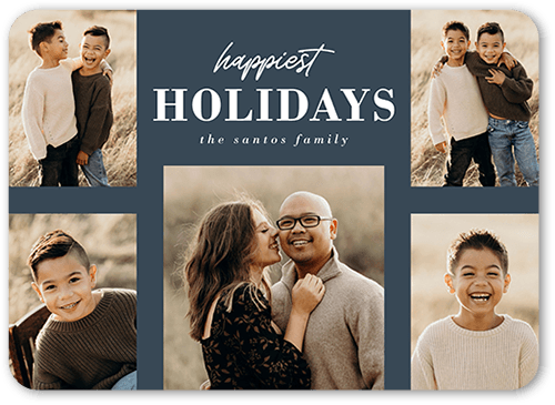 Foil Sentiment Gallery Holiday Card, Blue, none, 5x7 Flat, Holiday, 100% Recycled Cardstock , Rounded, Blue